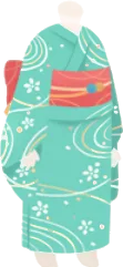涼しげ浅葱色の浴衣の画像
