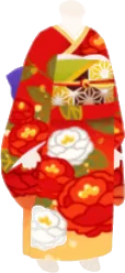 華やかな椿の着物の画像