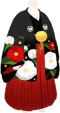 見事な椿の袴の画像