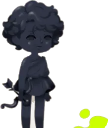 黒いキューピッド像の身体の画像