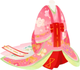 お雛様の桃色十二単の画像