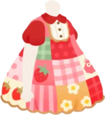 イチゴパッチワークワンピースの画像