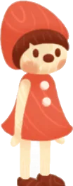 木彫りのイチゴ人形の画像