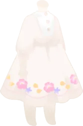 白いフラワリーワンピースの画像