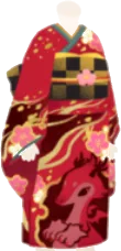 鮮やかな梅の着物の画像