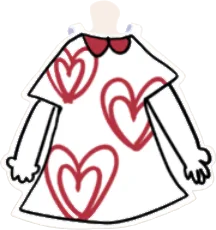 紙で作った着せ替えの服の画像