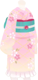 桜柄の着物・桃色の画像