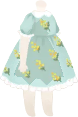 ミモザ柄パフスリーブワンピースの画像