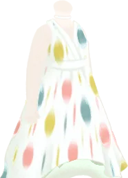 旅のノースリーブ柄ワンピースの画像