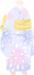 花火柄の浴衣の画像