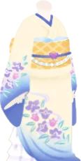 リンドウ柄の着物の画像