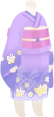 藤色の蝶の着物の画像