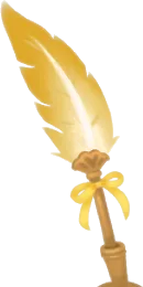 イチョウ色の羽根ペンの画像
