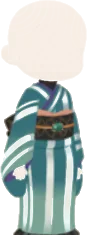 縞柄の緑の着物の画像