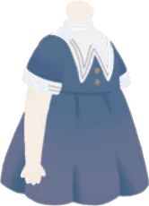 ライン襟のワンピース・青の画像