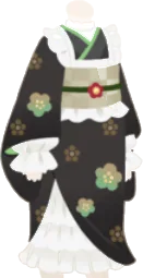 花柄のメイド風着物の画像