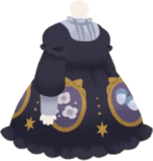 宝物が描かれたワンピ・黒の画像