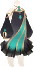 エメラルドのロングドレスの画像