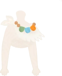 ウッドネックレスと肩掛けの画像