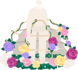 薔薇で飾られたドレスフープの画像