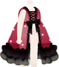 深紅のチュールドレスの画像
