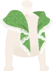 フリルの付いた緑のショールの画像