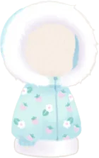 ストロベリー柄のファーダウンの画像
