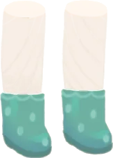 グリーンの水玉長靴の画像