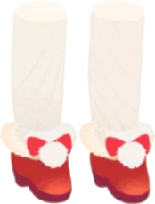 ファーで飾られたサンタブーツの画像