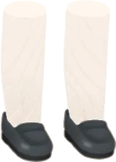 グレーのつやつやローファーの画像