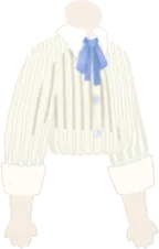 青いリボンのストライプシャツの画像