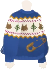 ピン付きオオカミ柄セーターの画像