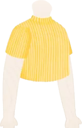 黄色いモックネックリブニットの画像
