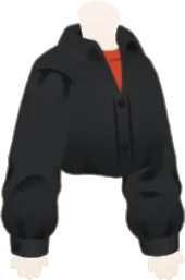 ゆるく着こなしたブラックシャツの画像