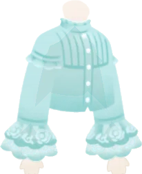 ミントカラーのフリルブラウスの画像