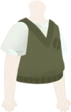 グリーンベストトップスの画像