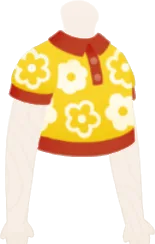 花柄のニットポロ・黄色の画像