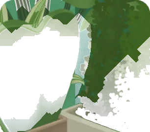 観葉植物の置かれた壁の画像