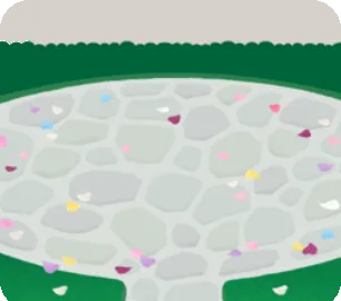 薔薇香る石畳の広場の画像