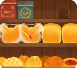 パン屋さんの棚の画像