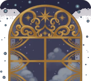星空が見える窓の背景の画像