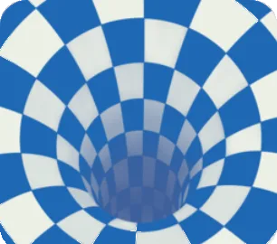 チェス柄のトリックアートの壁の画像