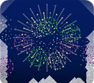 夏祭り会場の花火の空の画像