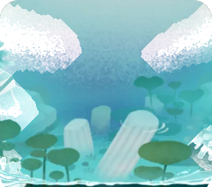 神殿が沈む水辺の画像