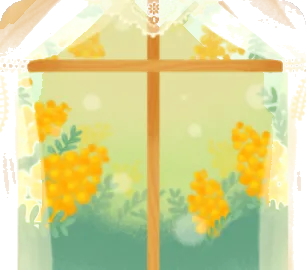 ミモザの庭の背景の画像
