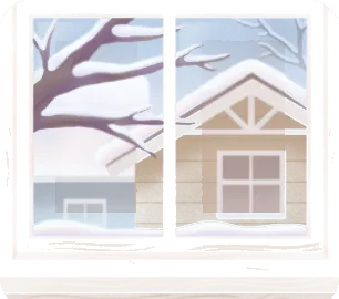閑静な住宅街の雪景色の画像