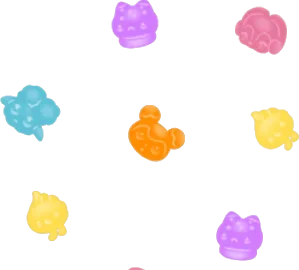 散らばったリヴリー風グミの画像
