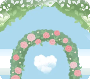 バラのアーチと青空の画像