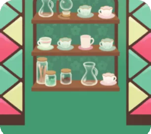 ステンドグラスのある喫茶店の壁の画像
