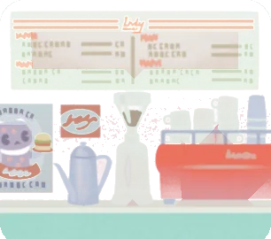 ダイナーのカウンターの画像